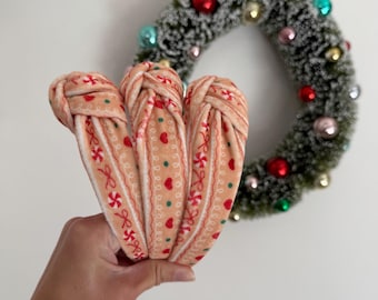 Christmas Headbands, Gingerbread Velvet Top Knot Headband, Holiday headband, Hard Headband, Christmas Headband, Brynnbands
