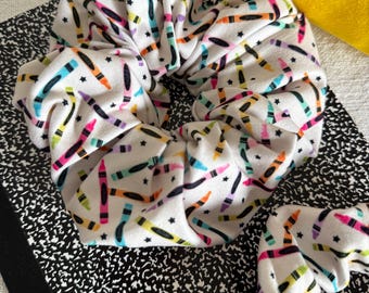 Crayons Scrunchie, Back to School Scrunchie, Fall Scrunchie, Soft Scrunchie,  Brynnbands, Fall Scrunchies,  Teacher Gift,