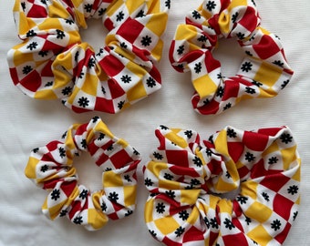 Red & Yellow Checkered Scrunchie: Handmade Hair Tie