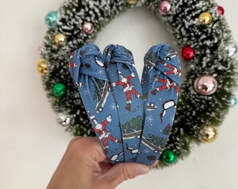 Christmas Movies Top Knot Headband, holiday clark headband,  Hard Headband , Christmas Headband, Bendable Headband, Brynnbands