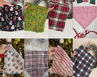 Custom Dog Bandana, Over the Collar Holiday Dog Bandanas, Holiday Dog Bandanas, Christmas Bandanas,  Brynnbands, Dog