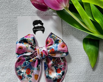 Bright Floral Bow, Satin Fable Bow, Brynnbands