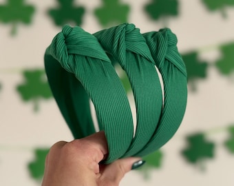 Dark Green Rib Knit Headband, Shamrock Headband, Hard Headband, St Patricks Day,  St Pats, Irish Headband, Green Headband, Brynnbands