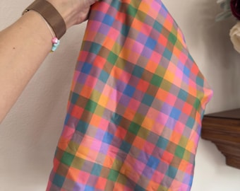 Pink Bright Rainbow Gingham Double Brushed Custom Flares & Bikers