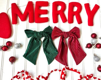 Crinkle Bow, Red Christmas Bow, Bow Hair Clip, Barrette Hair Clip, Soft Hair Clip, Christmas Clip, Barrette, Brynnbands