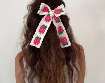 Strawberries Granny Square Bow