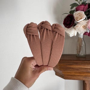 New handmade boutique top knot flexible wide headband tan Top Knot Headband For Women Fashion Elastic Wide Hair Hoop  main image 2