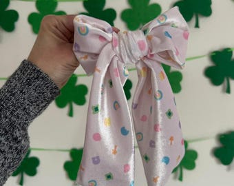 Velvet Lucky Charms Bows, Bow Hair Clip, Barrette Hair Clip, Soft Hair Clip, St Patrick's Day Clip, Barrette, Brynnbands
