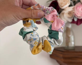 Repurposed Vintage Quilt Top Scrunchies