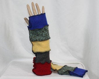 Arm Warmers Fingerless Gloves Recycled Sweaters Upcycled Wool Blends Multi Color 1 Size
