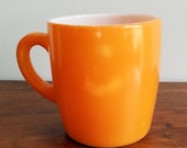 Vintage Hazel Atlas Fired On Orange Milk Glass Mug Barrel Mug Vintage Kitchen Vintage Mug Orange Mug