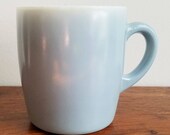 Vintage Hazel Atlas Fired On Delphite Blue Milk Glass Mug Barrel Mug Vintage Kitchen Vintage Mug Blue Mug
