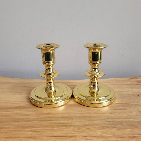 Pair of vintage Baldwin brass 3 inch candlesticks USA