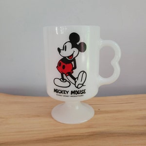 Vintage Disney Mickey Mouse Milk Glass Pedestal Mug / Vintage Kitchen / Vintage Mug /  Walt Disney