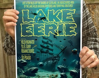 Lake Eerie Poster – Funny Lake Erie Cleveland Monster Movie Art Print