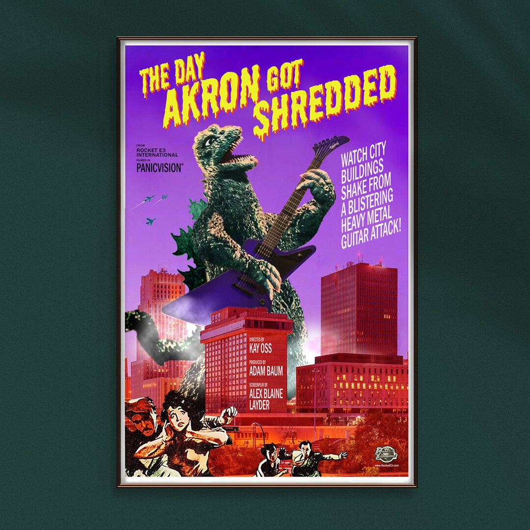 The Day Akron Got Shredded 12 X 18 Funny Monster Etsy