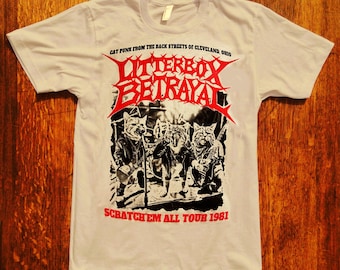 Litterbox Betrayal Scratch’em All Tour T-shirt, Cat Punk from Cleveland, Ohio