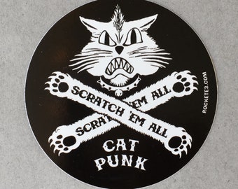 Cat Lovers Sticker, Scratch 'Em All,  3" UV Coated Vinyl