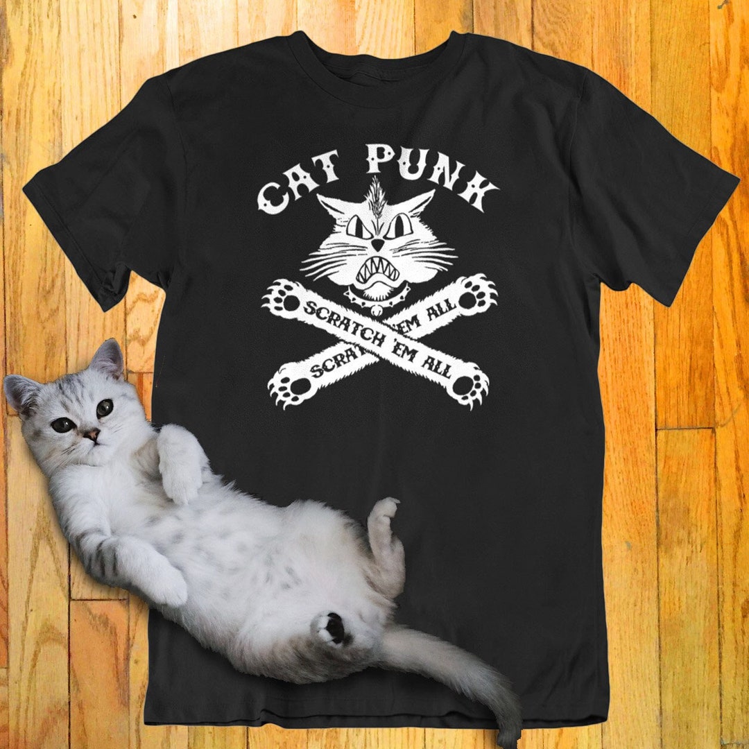 パーツ funnycat Cat Punk Scratch 'em All T-shirt - Funny Shirt for Cat Lover - Etsy