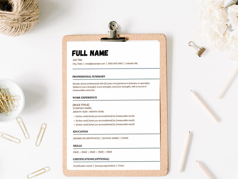 Modern Resume Template, Editable Canva CV, Minimalist Professional ...