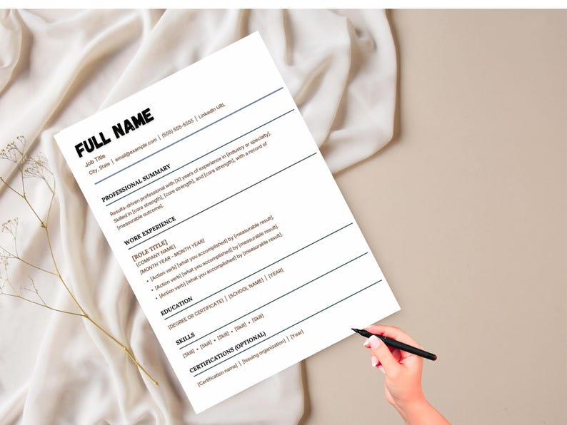 Modern Resume Template, Editable Canva CV, Minimalist Professional ...