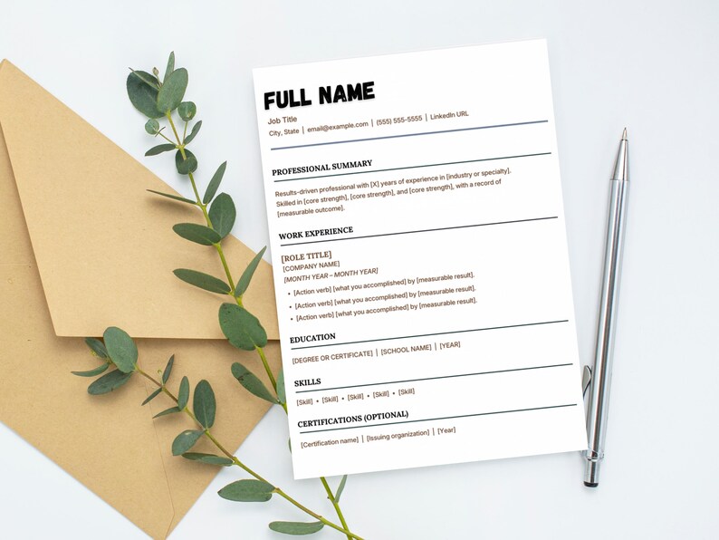 Modern Resume Template, Editable Canva CV, Minimalist Professional ...