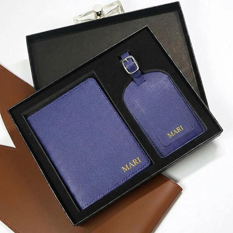 Personalized Passport Cover and Luggage Tag Set - Monogram Travel Gift ...