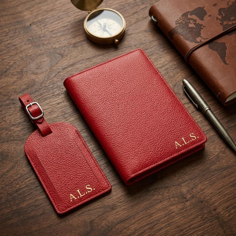 Personalized Passport Cover and Luggage Tag Set - Monogram Travel Gift ...