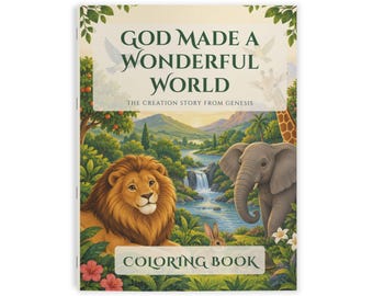 8.5"x11" Coloring Book: God Made a Wonderful World children's Bible Story, 24 pages