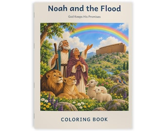 Livro de colorir 21,5 x 28 cm: Noé e o Dilúvio - História bíblica infantil, 24 páginas