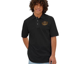 Pique Polo Shirt - Sharper Than Any Two-Edged Sword, Hebrews 4:12 KJV Crest