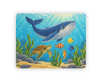 Kids' Jigsaw Puzzle 14x11, 30 Pieces - Whale and Sea Turtle, Creation Story, Ages 3+