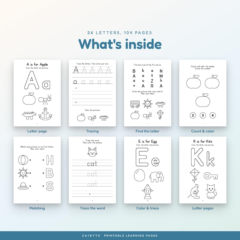 ABC Coloring Pages, Printable Alphabet Coloring Book for Preschoolers ...