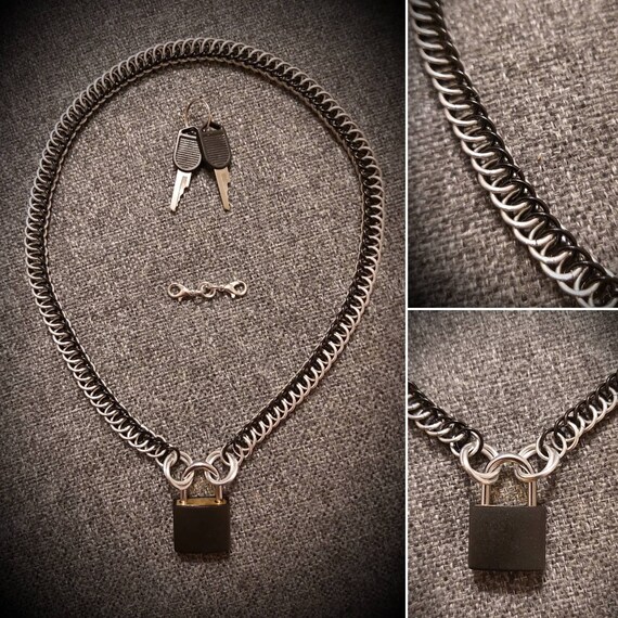 Chain Maille Necklace Locking Lockable Slave Day Collar Handmade