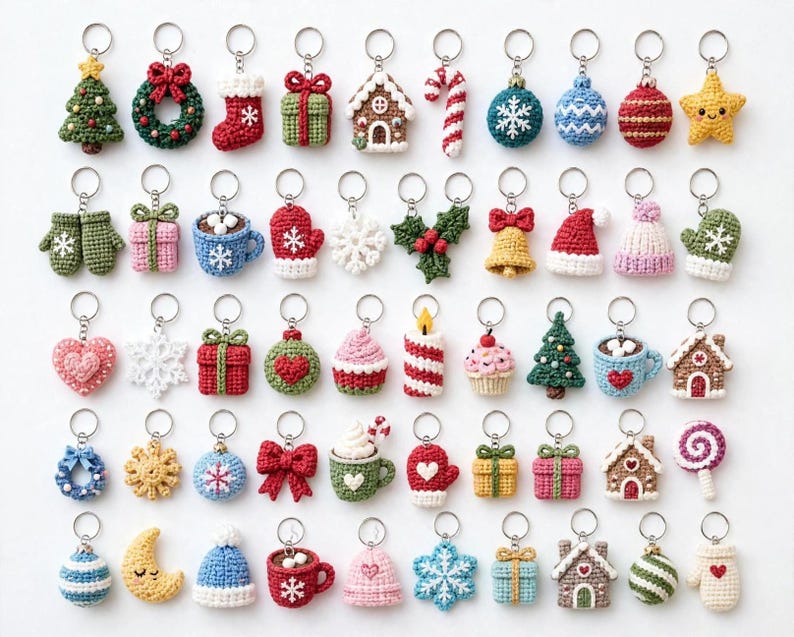 Handmade Crochet Christmas Keychains | Festive Holiday Charms (cotton ...