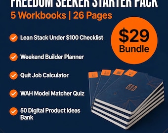 Freedom Seeker Starter Pack | 5 Workbooks, Side Hustle Planner (Digital Download)