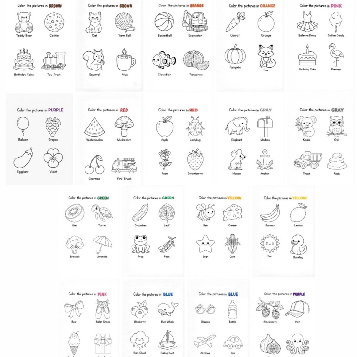 Printable Kids Coloring Activity Pages Etsy