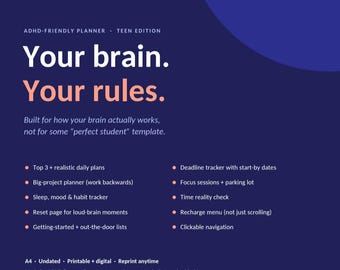 ADHD-planner voor tieners (Amerikaanse brief).