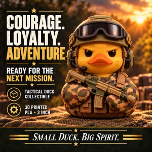 Tactical Duck Collectible, 3D Printed PLA Duck, Military Style Desk Decor, Duck Gift for Collectors