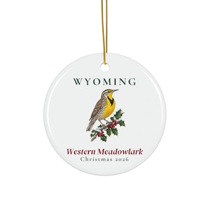 Wyoming State Bird Ornament, Western Meadowlark Christmas Ornament 2026, Watercolor Bird Ornament, Wyoming Gift for Bird Lover Bild 1