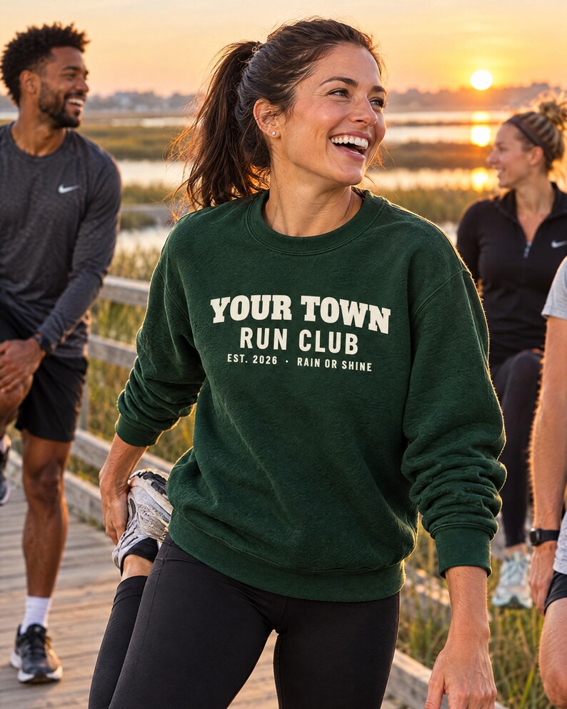 Custom Run Club Sweatshirt, Personalized Running Club Crewneck, Your Town Run Club Group Shirts, Runner Gift image 3