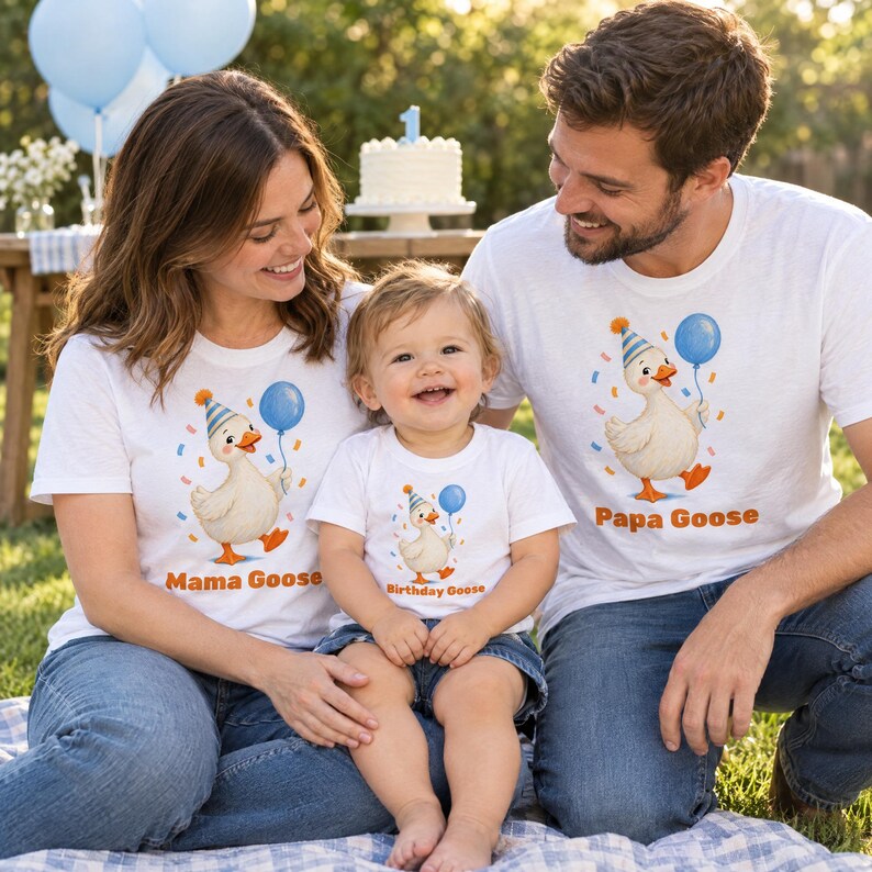 Papa Goose Shirt, Goose First Birthday Dad Tee, Goose Party Family Matching Shirt, Dad of the Birthday Goose Shirt image 2