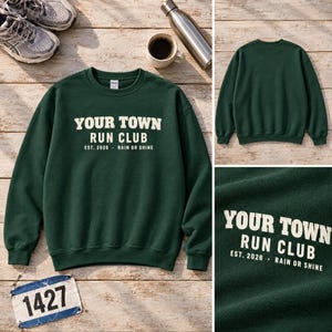 Custom Run Club Sweatshirt, Personalized Running Club Crewneck, Your Town Run Club Group Shirts, Runner Gift image 2