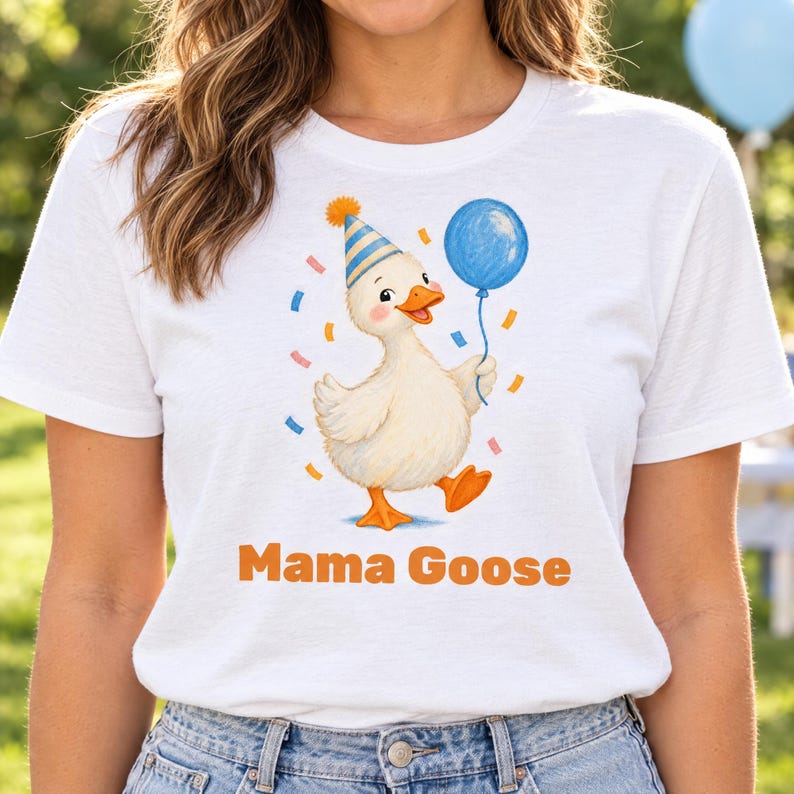 Mama Goose Shirt, Goose First Birthday Mom Tee, Goose Party Family Matching Shirt, Mom of the Birthday Goose Shirt image 1