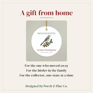 Mississippi State Bird Ornament, Northern Mockingbird Christmas Ornament 2026, Watercolor Bird Ornament, Mississippi Gift for Bird Lover image 6