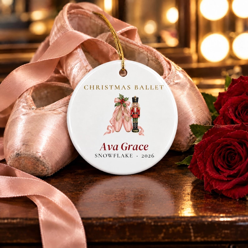 Ballet Cast Ornament 2026, Personalized Dancer Name and Role Ornament, Christmas Ballet Recital Gift, Pointe Shoes Keepsake image 1