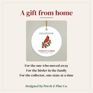 Illinois State Bird Ornament, Northern Cardinal Christmas Ornament 2026, Watercolor Bird Ornament, Illinois Gift for Bird Lover image 6