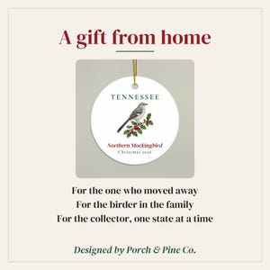 Tennessee State Bird Ornament, Northern Mockingbird Christmas Ornament 2026, Watercolor Bird Ornament, Tennessee Gift for Bird Lover zdjęcie 6
