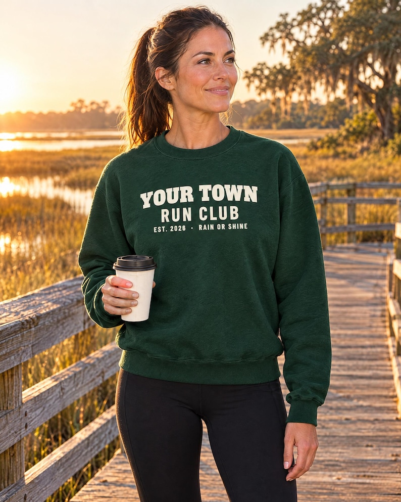 Custom Run Club Sweatshirt, Personalized Running Club Crewneck, Your Town Run Club Group Shirts, Runner Gift image 1