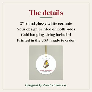 Kansas State Bird Ornament, Western Meadowlark Christmas Ornament 2026, Watercolor Bird Ornament, Kansas Gift for Bird Lover zdjęcie 4